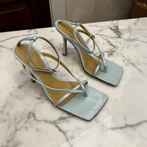 Bottega Veneta Blue Stretch Strap Sandal Square $1100 NWOB Pale Blue sz 36.5 IT